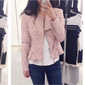 NWT BLANKNYC Blush Rose Pink Vegan Faux Leather Moto Motorcycle Jacket | Size S
